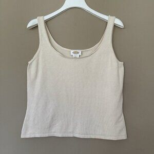 Talbots Silk Tank Top Women L Ivory Stretch Shell Sleeveless Luxury Cream Scoop